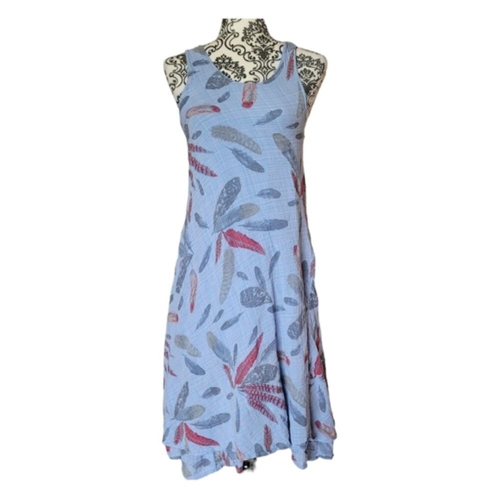 Angela Mara sleeveless cotton blend midi dress size small